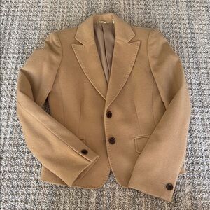 Tan cashmere Blazer with Two-Button Closure